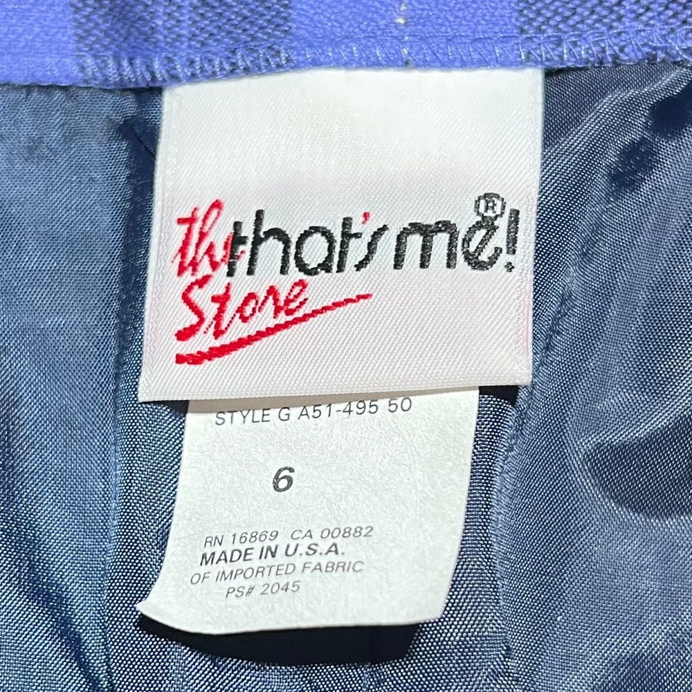 Vintage Thats Me Store Blue Plaid Metallic Pencil Skirt Size 6 Made in USA - Picture 2 of 6
